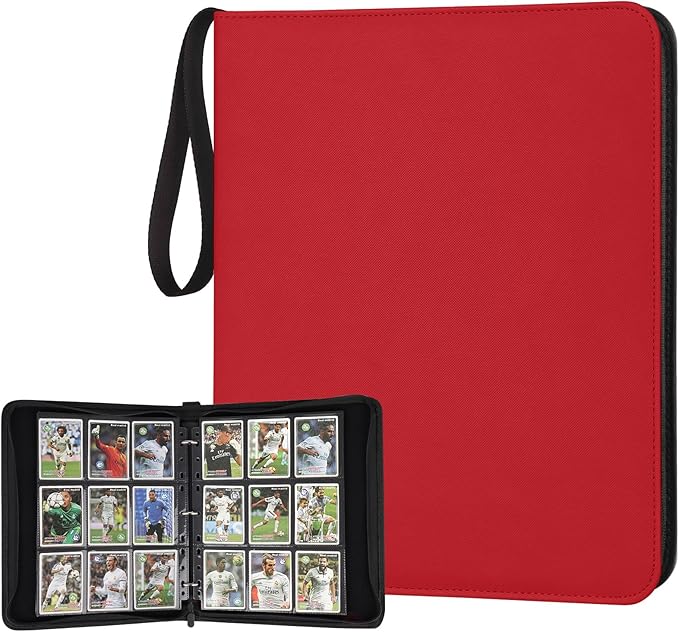 GERMUN 9 Pocket Card Binder, Premium Zip Trading Card Binder, 720 Double Sided Pocket PU Card Collection Binder, Collector Card Album, Card Folder for MTG, TCG, Sports Cards, Game Cards (RED)