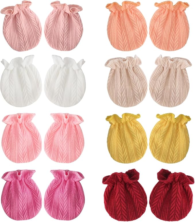 BQUBO Newborn Infant Toddler Mittens No Scratch Cotton Elastic Wrist Gloves Hypoallergenic for 0-6 Months Baby Boys Girls