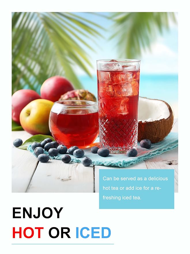 TeeLux Mango Pineapple Fruit Tea, Hibiscus Blend with Apple, Blueberry & Coconut, Sweet & Tarty Taste, Caffeine Free, Hot or Iced, 3.5 oz