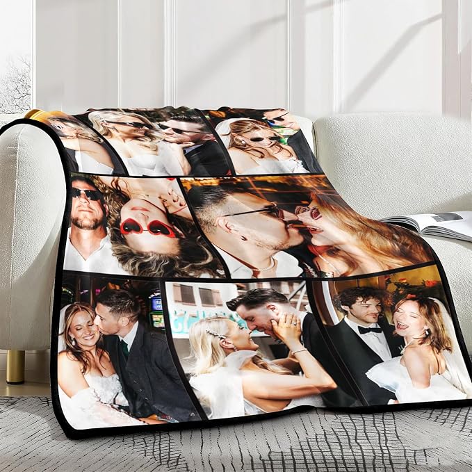 Yofair Ships Next Day, Custom Blanket with Picture Wedding Anniversary Valentines Day Gifts for Him Her Personalized Photo Blankets I Love You Couple Gift for Women Boyfriend Girlfriend Wife Husband