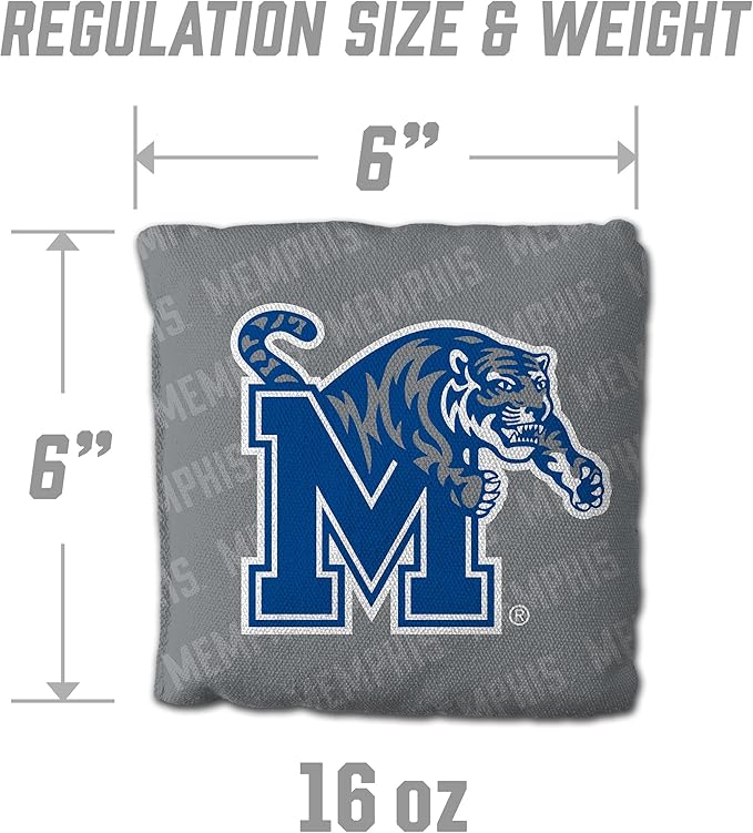 YouTheFan Officially-Licensed NCAA Set of 4 Cornhole Bags - All Weather Regulation 6” x 6” Size - 16oz Weight - Designed in USA