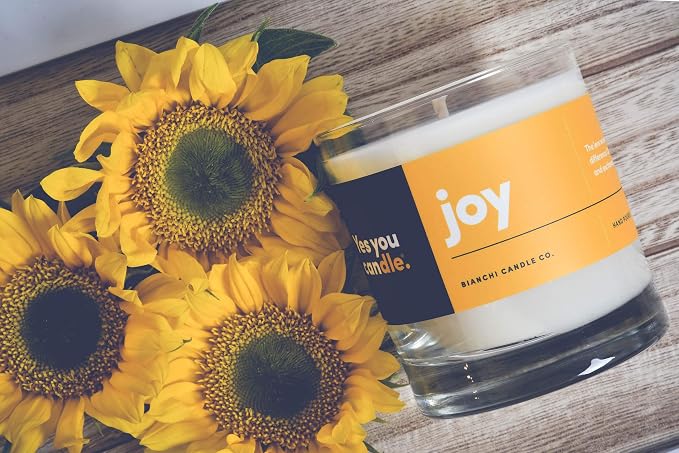 Yes You Candle - Joy, Grapefruit & Magosteen, Highly-Scented, Inspirational Soy Candle, Made in USA, Pure Essential Oils, Aromatherapy, 8 oz