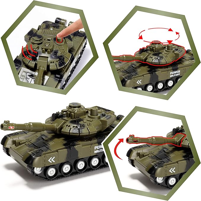 JOYIN 3 in 1 Friction Powered Siren Army Vehicle Toy with Action Figures - Military Truck, Helicopter and Tank Toy with Light and Sound Siren for Imaginative Play, Presents for Kids