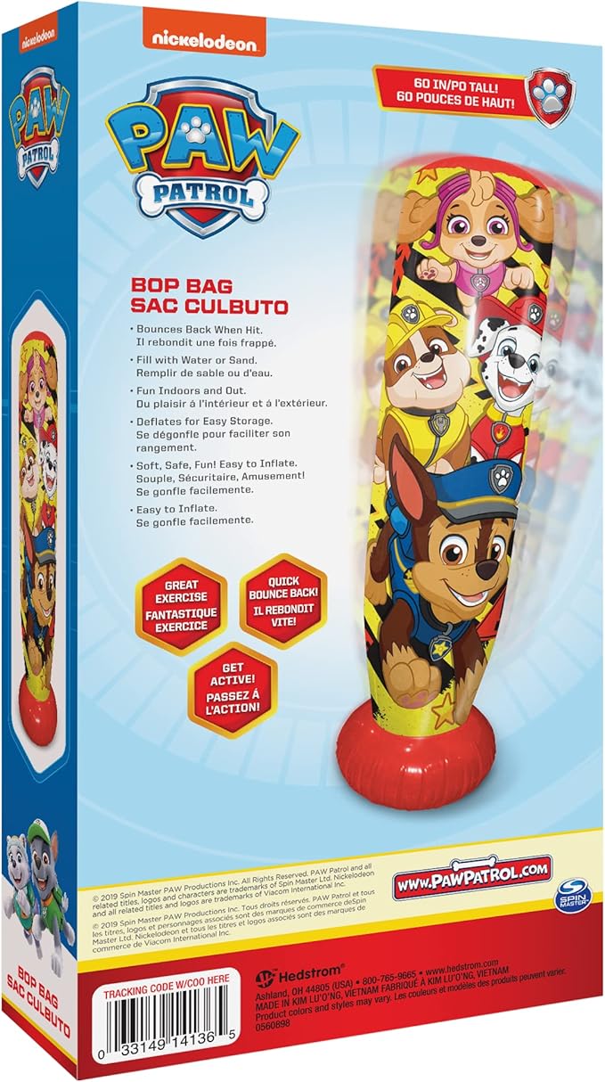 Hedstrom Nickelodeon Paw Patrol Bop Bag Inflatable Punching Bag, 60 Inch, (56-8727)