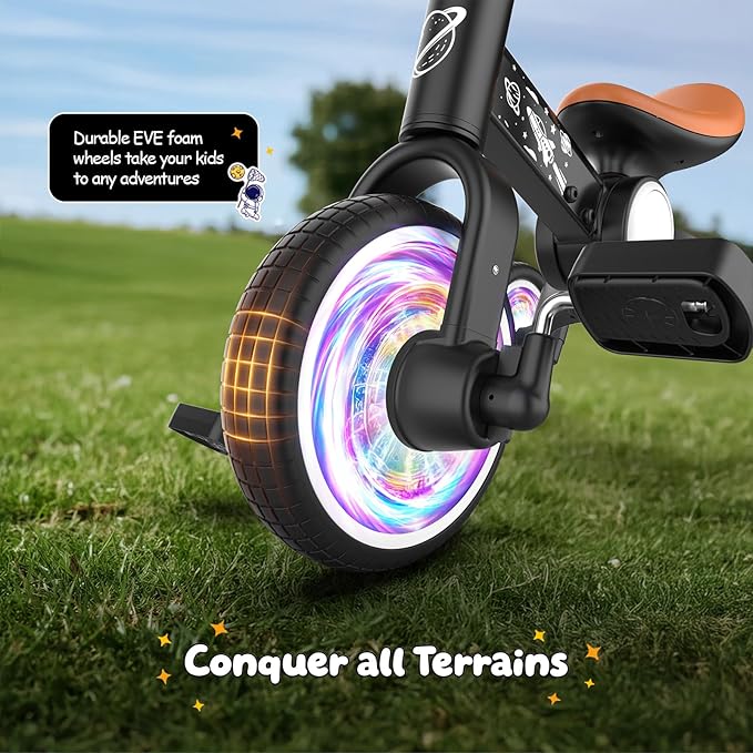 3 in 1 Toddler Balance Bike for 1-4 Year Olds, Colorful Lighting Baby Toddler Tricycle for 1 2 3 4 Year Old with Removable Pedals, Kids Bicycle Toy for Boys Girls Balance Training, Birthday Gift