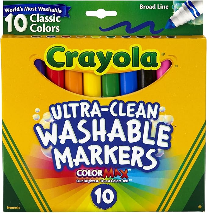 Crayola Ultraclean Broadline Classic Color Max Washable Markers (10 Count), (Pack of 4)