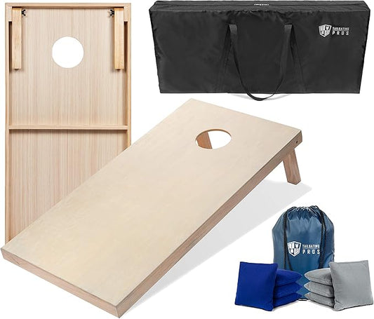 Tailgating Pros Cornhole Boards - 4'x2' & 3'x2' Cornhole Game w/Carrying Case & Set of 8 Corn Hole Bags - 150+ Color Combos! Optional LED Lights