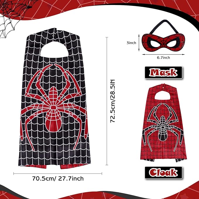 InPoTo Superhero Capes for Kids,Hero Capes and Masks Fit for 4-12years old boy and girls Dress up and Holiday Costumes.