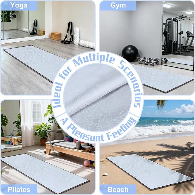 Yoga Towel,Ultra-Absorbent Yoga Mat Towel for Hot Yoga Towel Non Slip,Featuring Ultra-Stylish Prints,Ideal for Workouts,Hot Yoga, Bikram,Pilates Equipment,72 x 27 in,Grey