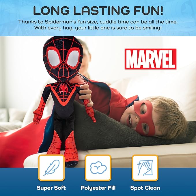 Jay Franco Marvel Spidey and His Amazing Friends Miles Morales Pillow Buddy - Super Soft Polyester Microfiber, 17 inches (Official Marvel Product)