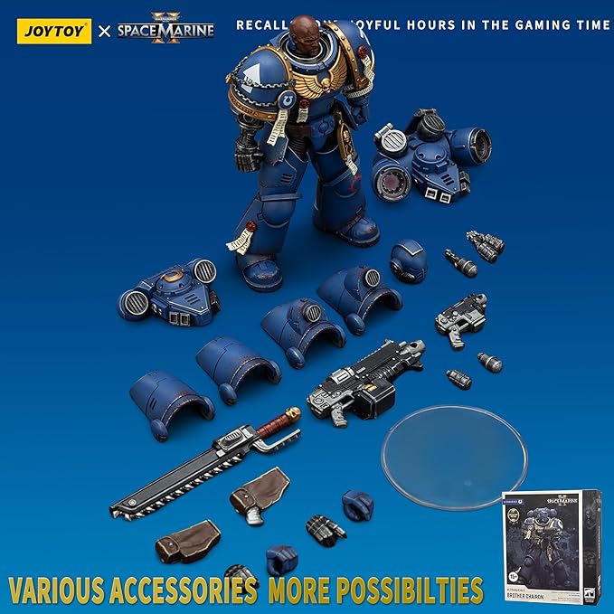 JOYTOY Warhammer 40k Action Figure 1：18 Scale 5.0inch Space Marines Ultramarines Brother Chairon-Collectors Edition Anime Figures for Collectible and Displayable Model