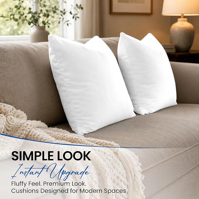 Hannah Linen Throw Pillow Inserts 16x16 – 24 Pack Square Decorative Pillow Insert for Couch, Sofa & Bed, Soft Fluffy Polyester Filled Cushion Stuffers, Indoor Home Decor Pillows