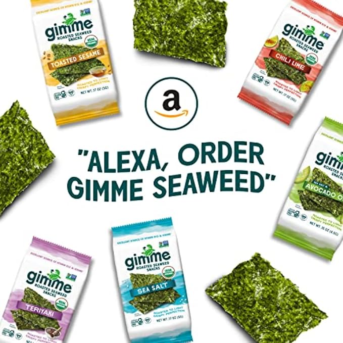 gimMe Seaweed, Sea Salt, 6 Count, Pack of 2 | Organic | Keto & Vegan | Gluten Free | Source of Iodine