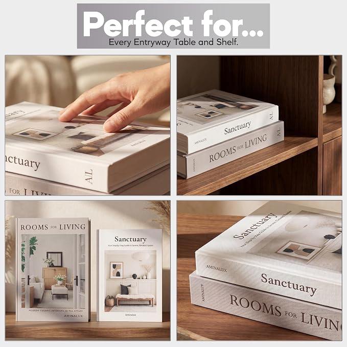 Decorative Books for Home Decor with Storage – Set of 2 Faux Linen Book Boxes with Aesthetic Covers – Enhance Your Coffee Table, Bookshelf Decor – Hidden Storage for Photos, Keepsakes, and Jewelry