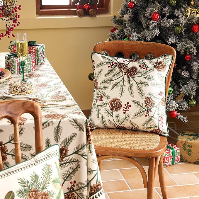 Designer Chrismas Velvet Throw Pillow Cover,18"x18"-Carol B | Vintage Square Pillow Cover,Concealed Zipper Design,Pinecones Pattern,Sofas,Bedroom,Living Room,Lounge Chairs,Decor
