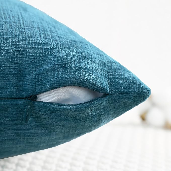 CaliTime Decorative Couch Throw Pillow Covers 26 X 16 Inches Ocean Blue | Pack of 2, Cozy Chenille Cushion Cases for Sofa Bed Living Room Farmhouse Home