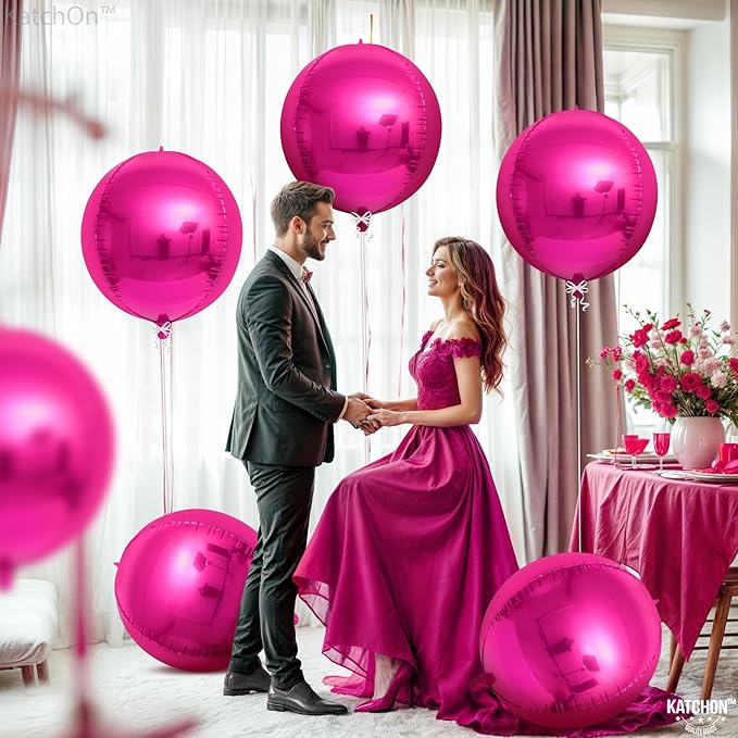 KatchOn, Big Hot Pink Balloons - 22 Inch Pack of 6 | Hot Pink Foil Balloon for Pink Birthday Decorations, Pink Party Decorations, Gender Reveal | Metallic Balloons For Baby Shower, Bridal