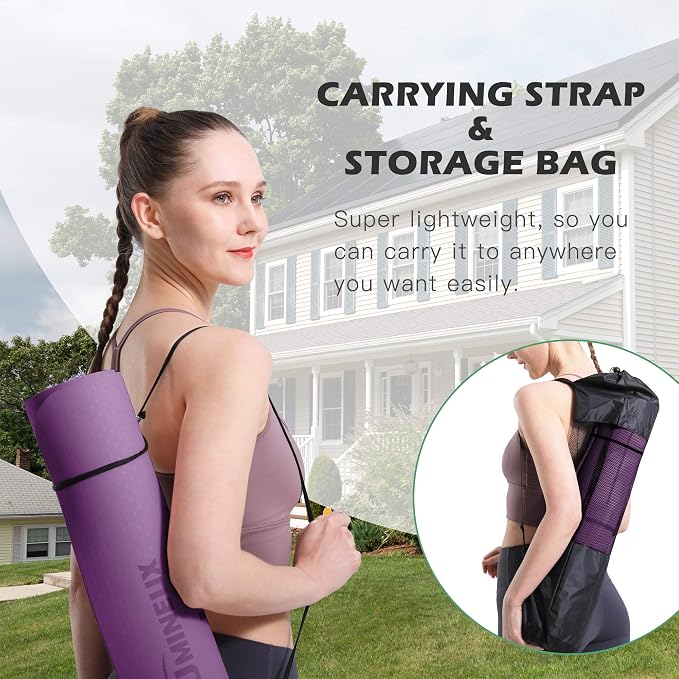 UMINEUX Yoga Mat Extra Thick 1/3'' & 2/5" Non Slip Yoga Mats for Women Eco Friendly TPE Fitness Exercise Mat with Carrying Sling & Storage Bag