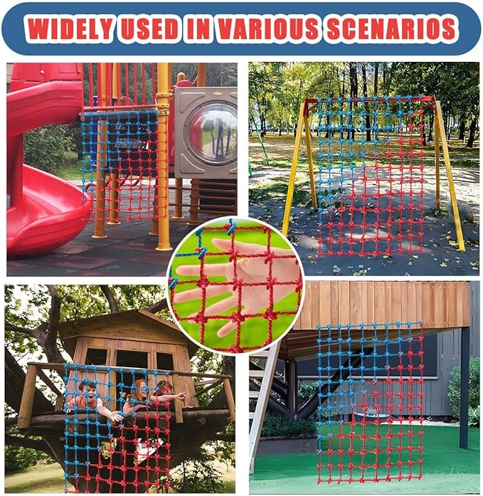 Climbing Cargo Net, Polyester Playground Climbing Net, Heavy Duty Large Military Climbing Net for Kids Outdoor, Kids Safety Protection Net, Rope Ladder, Jungle Gyms, Swingset, Treehouse