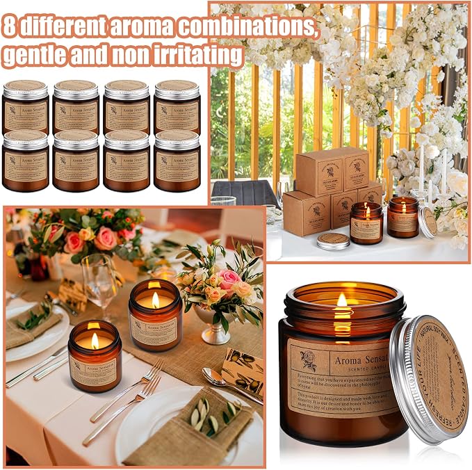 MTLEE 24 Pcs Candles for Home Scented Aromatherapy Jar Candle Gift for Women Bulk 8 Long Lasting Aromatherapy Jar Soy Wax Candle Gift for Mother`s Day Christmas Birthday(Simple Style,Flower Scent)