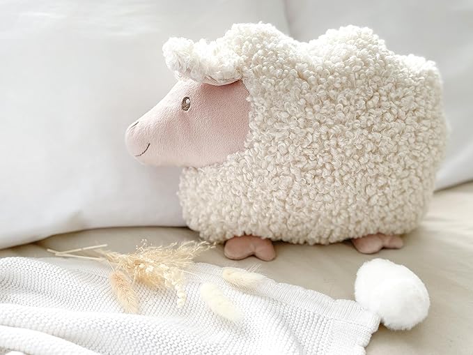 MON AMI Lamb Shaped Pillow – 13.5x12”, Sheep Stuffed Toy, Plush Stuffed Hugging Pillow, Decorative Cushion for Child’s Nursery, Cute Room Décor