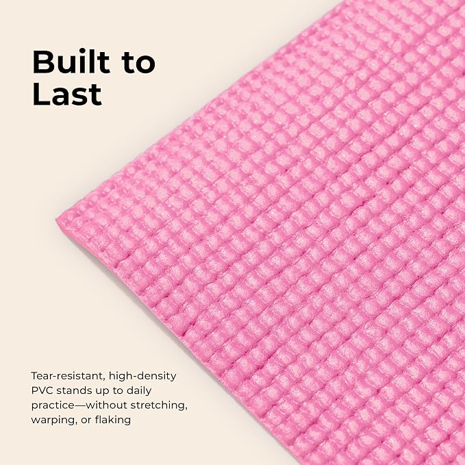 Sunny Health & Fitness Non-Slip Yoga Mat – Durable, Anti-Tear, Lightweight, Cushioned Support for Yoga, Pilates, Stretching Exercises, Meditation and Floor Workouts | Multiple Sizes & Colors