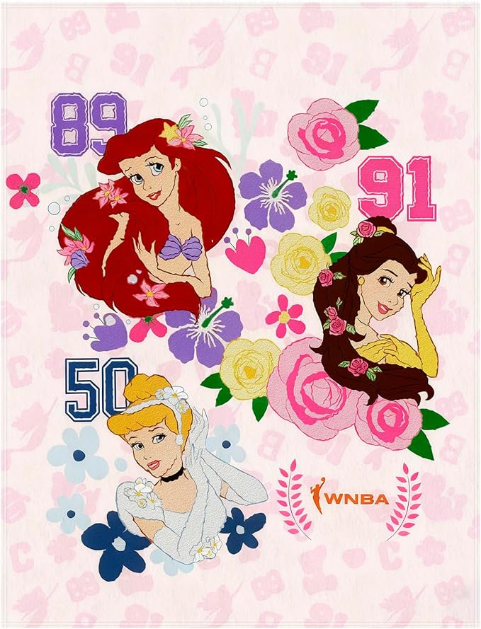 Northwest Disney Princesses Plush Throw Blanket, 46" x 60" Silk Touch Soft Fleece Blanket for Kids & Adults, Officially Licensed