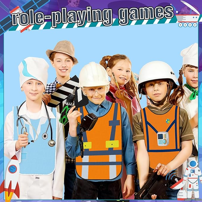Panitay 12 Pcs Kids Dressing up Costumes Toddler Kids Dress up Vests for Boys Girls Party Pretend Play Costume Supplies