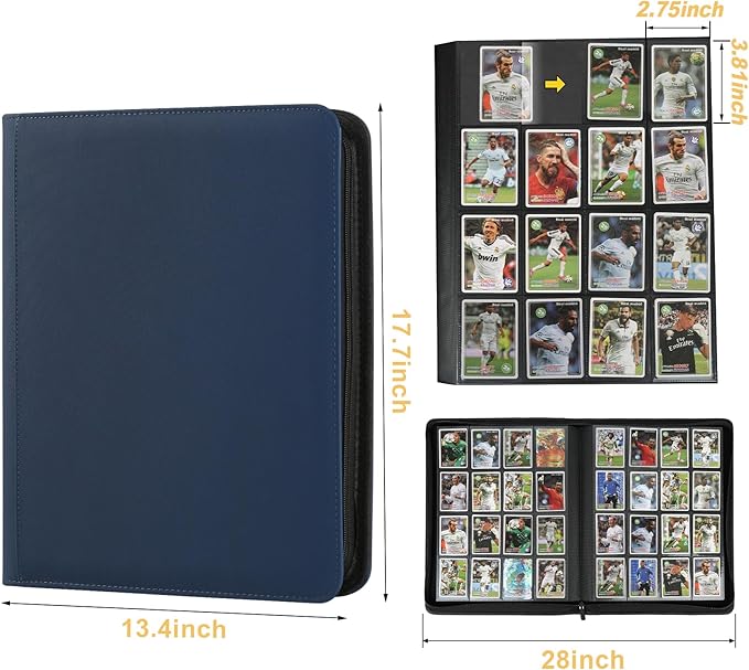 GERMUN Trading Card Binder 16 Pocket, 1024 Pockets Card Binders, Card Collection Binder, Card Album Folder for MTG, TCG, Sports Cards, Game Cards (Dark Blue)