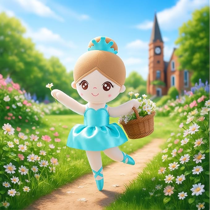 Gloveleya Baby Girl Gifts Dolls Soft Plush Toy Ballet Girl Doll Mint Green 14 Inches with Gift Box…