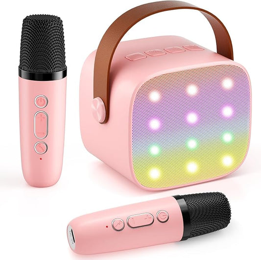 Mini Karaoke Machine with 2 Wireless Microphones, 2026 TOP Kids Portable Bluetooth Karaoke Machine for 3, 4, 5, 6, 7, 8, 9,10,11,12+Year Old, Christmas Birthday Gifts for Girls Boys Adults Home Party