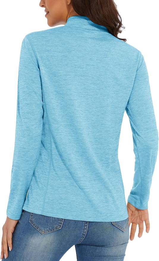 MAGCOMSEN Women's UPF 50+ Sun Shirts Long Sleeve 1/4 Zip Pullover Quick Dry Workout Hiking Tops Running Athletic Shirts