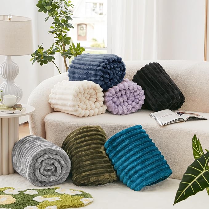 EXQ Home Gentle Soft Fleece Throw Blanket – Cozy Lightweight Blanket for Couch Bed – All-Season Warm Fuzzy Flannel Blanket for Women Mom Her – Gifts for Birthday(50"x60",Navy Blue)