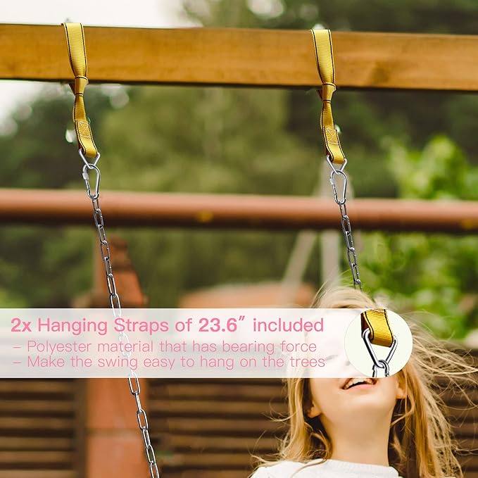 Swings Seat, Swings Seats Replacement 660lbs, Swingsets with Plastic Coated Chains, Swing Set Accessories for Outside Playground Tree, 2 Pack - Pink