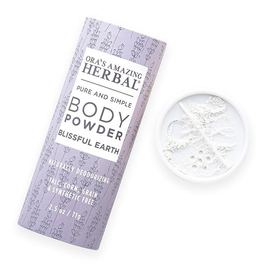 Talc Free Body Dusting Powder for Women, Lavender Clary Sage Vetiver Essential Oils, Cornstarch Free Arrowroot Talcum Powder, Waxing Bath Sugaring Powder, Ora’s Amazing Herbal, Blissful Earth 2.5 oz
