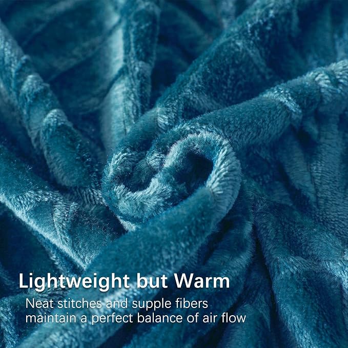 Whale Flotilla Soft Flannel Fleece Throw Blanket for Couch, Teal | Cozy Lightweight Breathable Velvet Sofa Throws, Plush Fluffy Vintage Pattern Decorative Blanket for Bed, All Season, 50"x60"