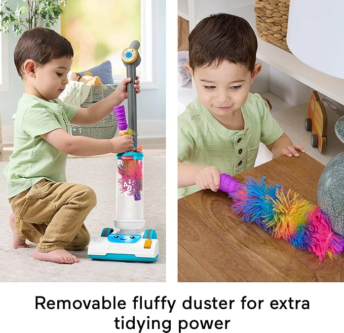 Fisher-Price Toddler Toy Laugh & Learn 2-in-1 Vacuum with Duster, Lights & Learning Songs for Pretend Play Kids Ages 2+ Years