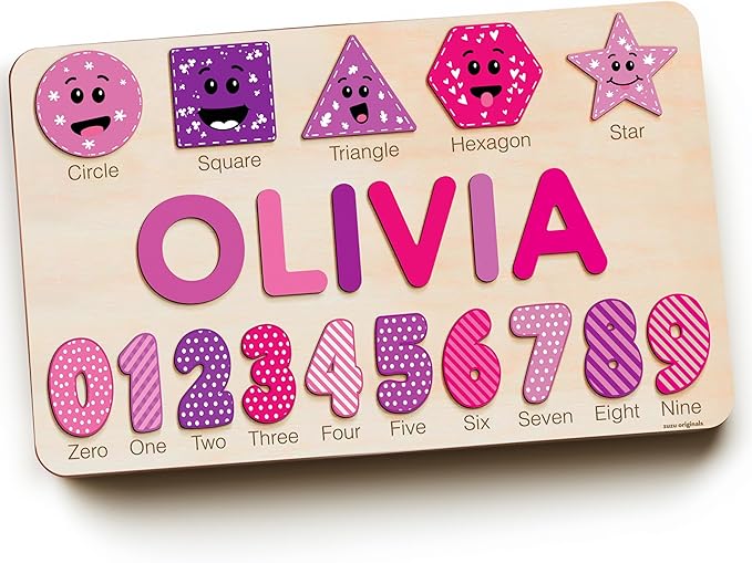 Custom Baby Name Puzzle, Toddler Educational Toy, Wooden Montessori Gift, Baby Shower & Birthday Surprise (0-3 Years)