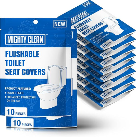 Toilet Seat Covers Flushable (100 Pack) - Upgraded XL Size| Biodegradable Paper Covers for Adults, Kids, Toddlers | Travel Essentials for Public Restroom, Airplane, Camping