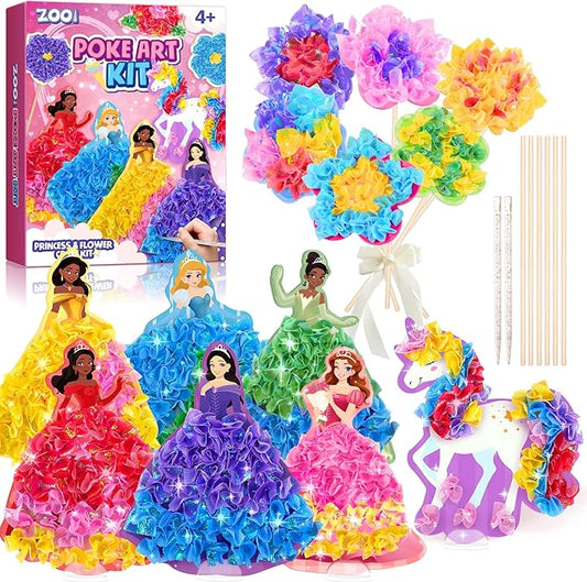ZOOI Poke Art Kits, Arts and Crafts for Kids Girls Ages 8-12, Pretty Pretty Princess Game, Poke in Crafts for Girls 8-12, Birthday Gifts for 4, 5, 6, 7, 8 Year Old Girl Toys Age 6-8 Art Kits