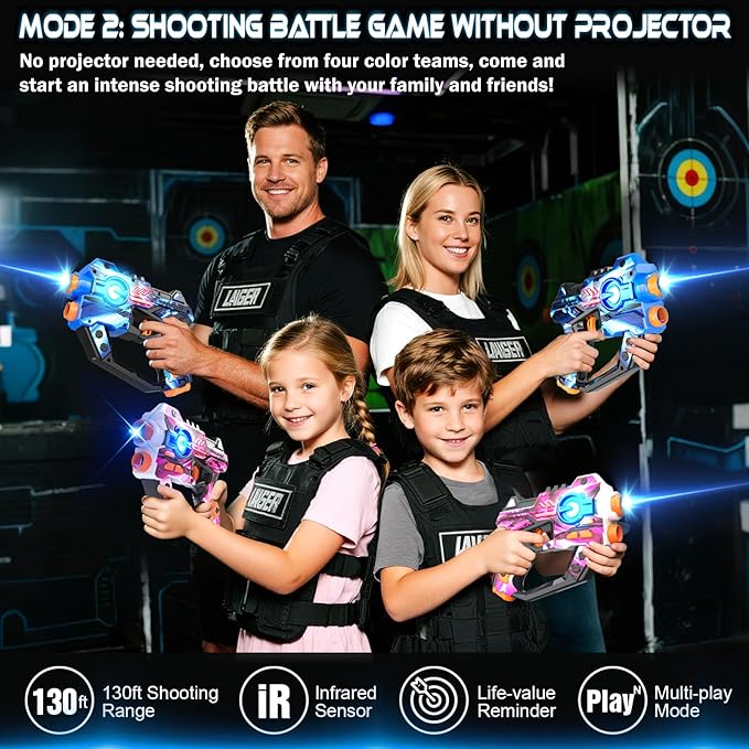 Electronic Tag Guns Set for Kids & Adults (3+) - 2 Player Electronic Shooting Game with Digital LED Score Display, for Boys & Girls