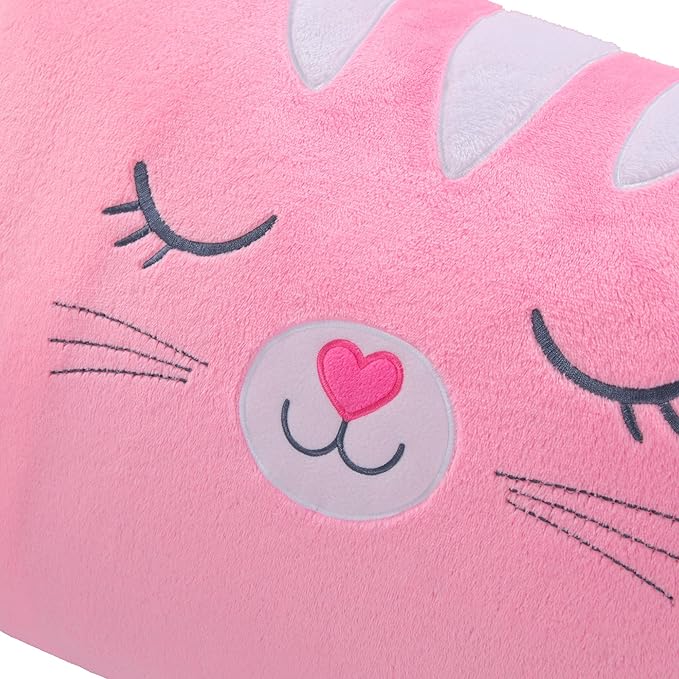 Saint Eve Kids Pillow Pals Fuzzy Pillow Case, Cute Animal Friends Soft Pillow Cover for Kids Beds and Nap Time - Strawberry the Cat