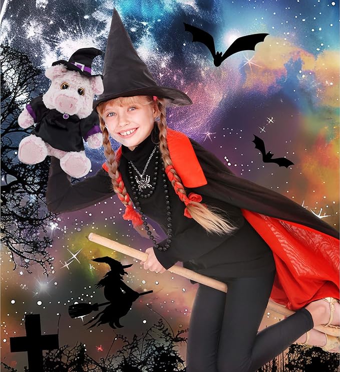 DolliBu Witch Stuffed Animal Dress Up Set - Halloween Costume Outfit with Hat and Dress - Spooky Pretend Play Accessories for Teddy Bears – Large for 8 to 10 Inch Plush Toys