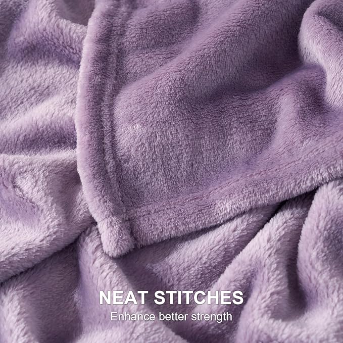 Hansleep Twin Fog Purple Fleece Blanket, Soft Flannel Bed Blanket | Fuzzy Cozy Blanket 60x80 Inches, Multi-use for Bed, Sofa, Couch, Travel, Camping, All Season Warm Lightweight Cover