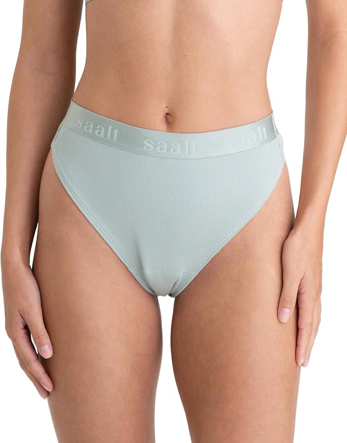 saalt Leakproof Cotton Rib High Rise Period Thong – Period Underwear, Light Absorbency, Replaces 1 Liner or 2 Light Tampons