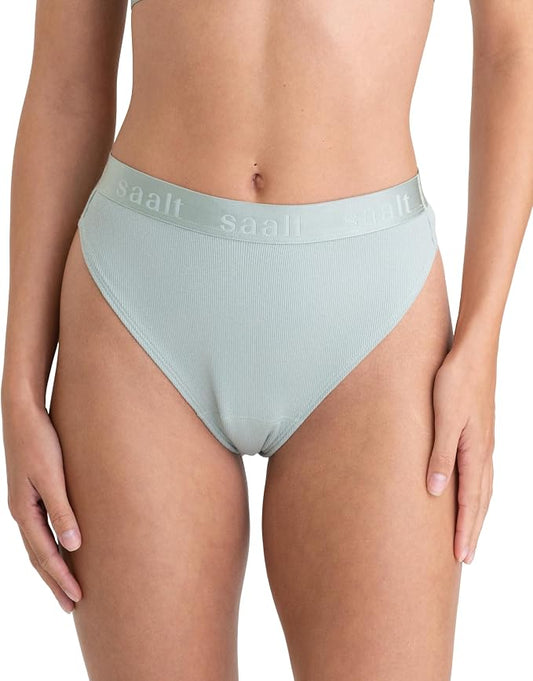 saalt Leakproof Cotton Rib High Rise Period Thong – Period Underwear, Light Absorbency, Replaces 1 Liner or 2 Light Tampons