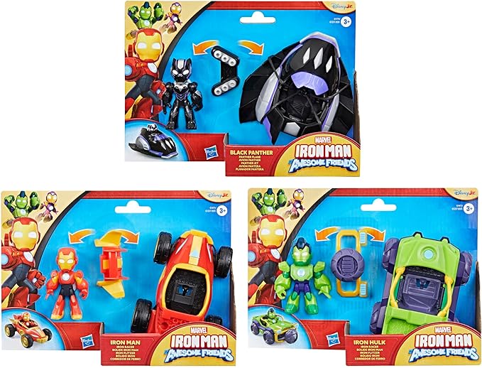 Marvel Toy Bundle, 3 Action Figures with 3 Vehicles & Accessories, 3-Inch Super Hero Toys for Kids, Ages 3+