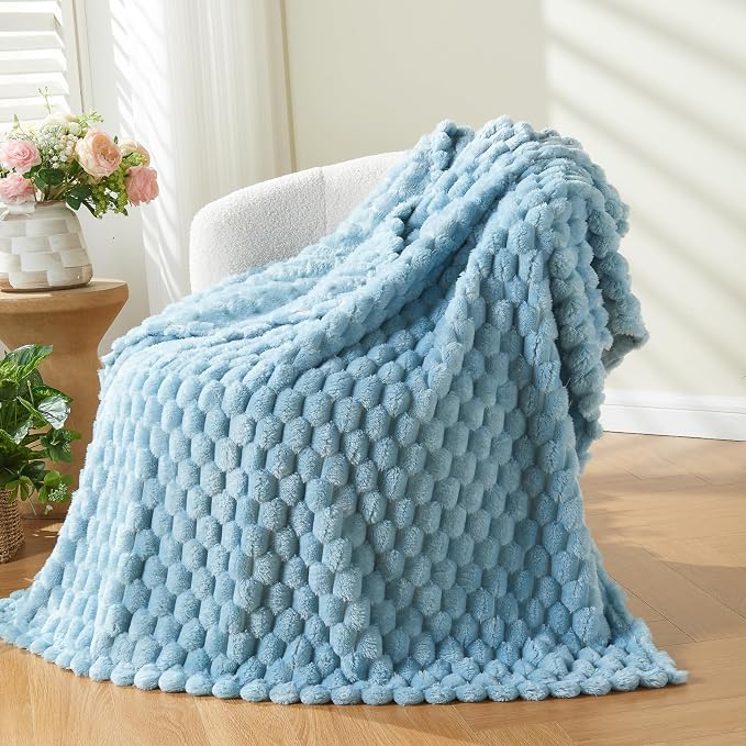 NEWCOSPLAY Fleece Clouds Cozy Throw Blanket for Couch, Blue, 50"x60" | Premium Silky Flannel Blanket, Soft Lightweight Fluffy Throw Blanket for Bed Sofa Decor, Gift for All Season Use