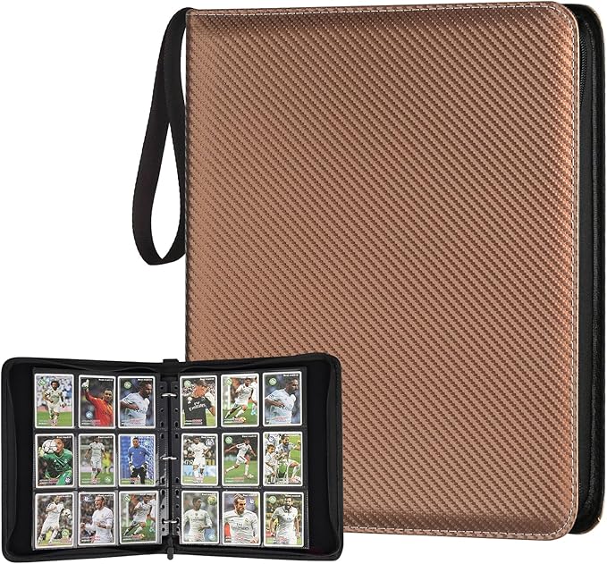 GERMUN 9 Pocket Card Binder, Premium Zip Trading Card Binder, 720 Double Sided Pocket PU Card Collection Binder, Collector Card Album, Card Folder for MTG, TCG, Sports Cards, Game Cards (Brown)