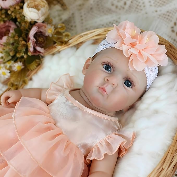 Realistic Reborn Baby Dolls Boy 17-Inch Realistic Baby Doll Soft Vinyl Lifelike Babe Newborn Babe Dolls Accessories for 3+ Years Old (Orange)